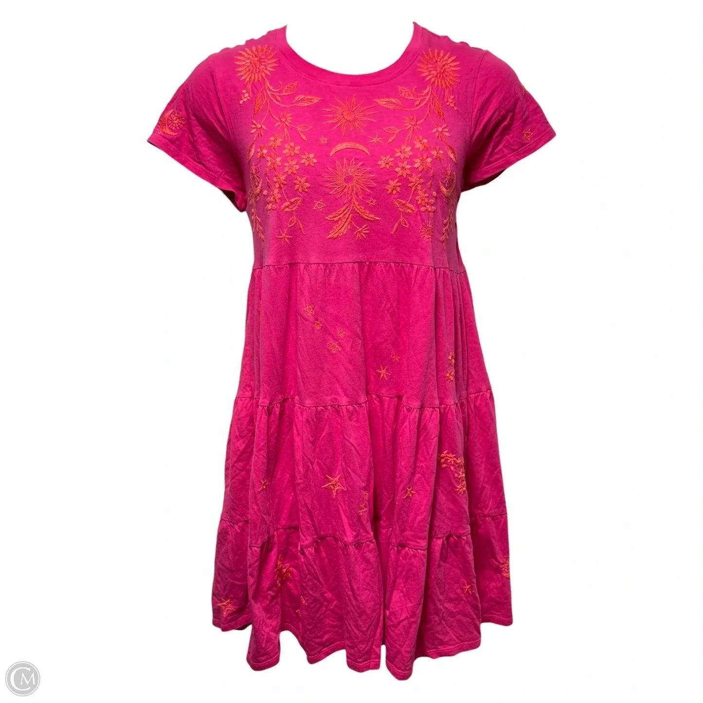 Oleander Tiered Embroidered T Shirt Dress By Johnny Was In Pink, Size: M
