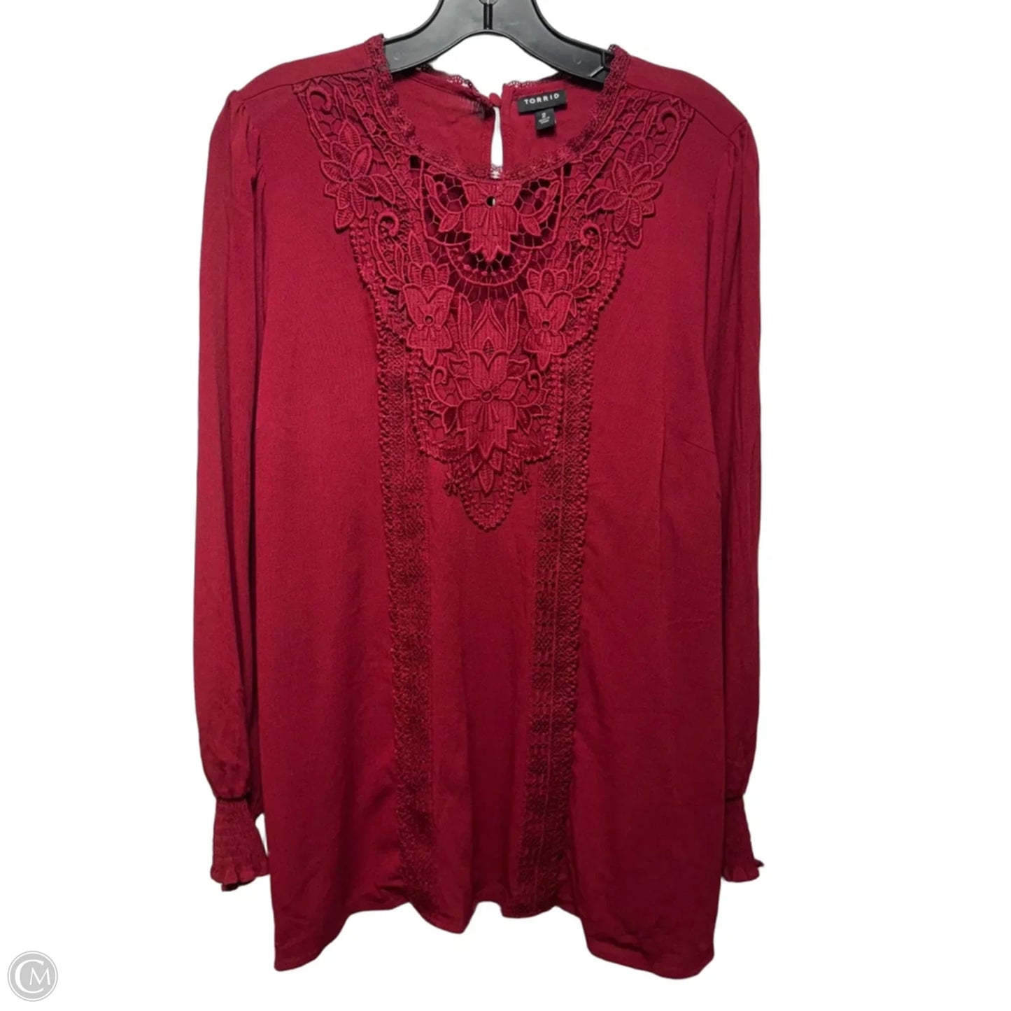 Top Long Sleeve By Torrid In Maroon, Size: 2x