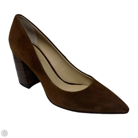 Croc Heel Suede Shoes Heels Block By J Mclaughlin In Tan, Size: 8