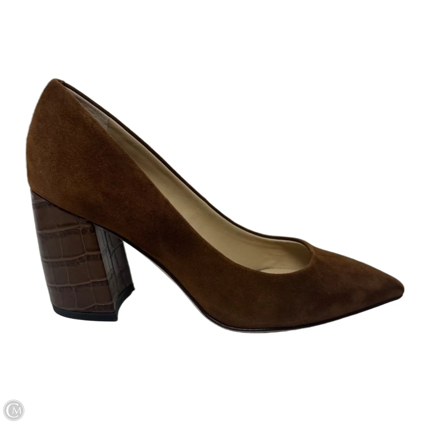 Croc Heel Suede Shoes Heels Block By J Mclaughlin In Tan, Size: 8