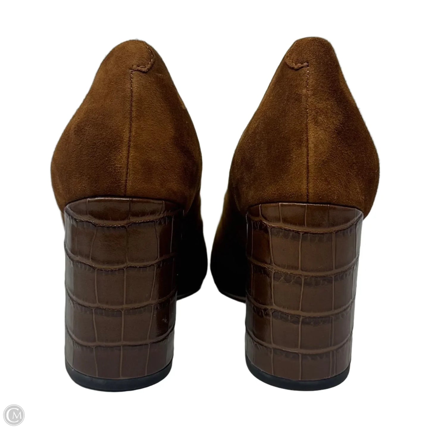 Croc Heel Suede Shoes Heels Block By J Mclaughlin In Tan, Size: 8