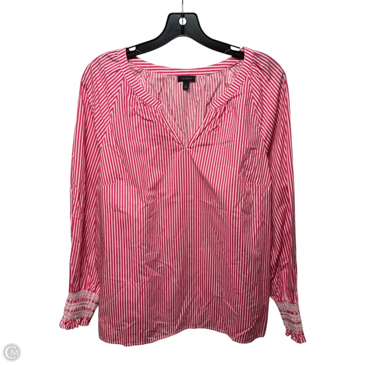 Top Long Sleeve By Talbots In Striped Pattern, Size: L