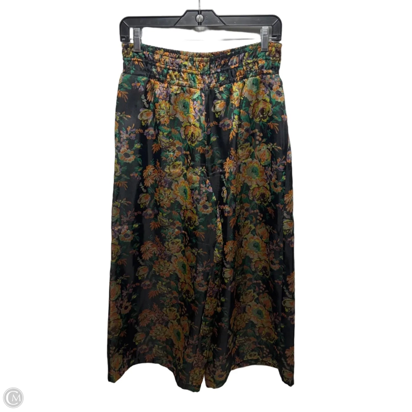 The Somerset Pull-On Pants: Cropped Jacquard Edition By Anthropologie In Floral Print, Size: XS
