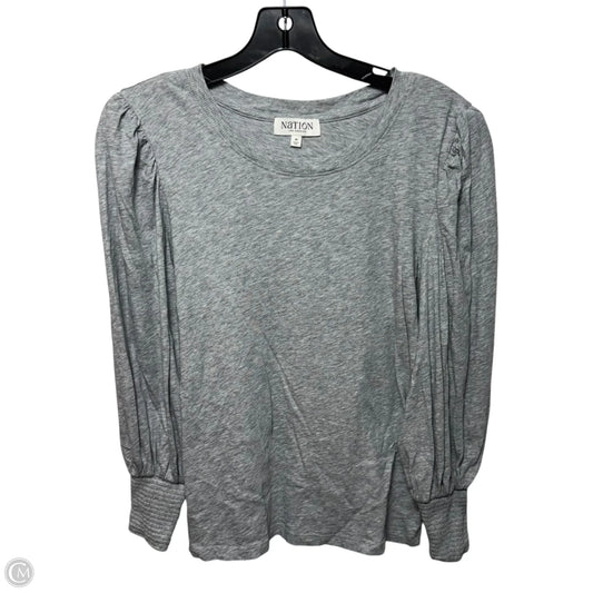 Top Long Sleeve By Nation In Grey, Size: M