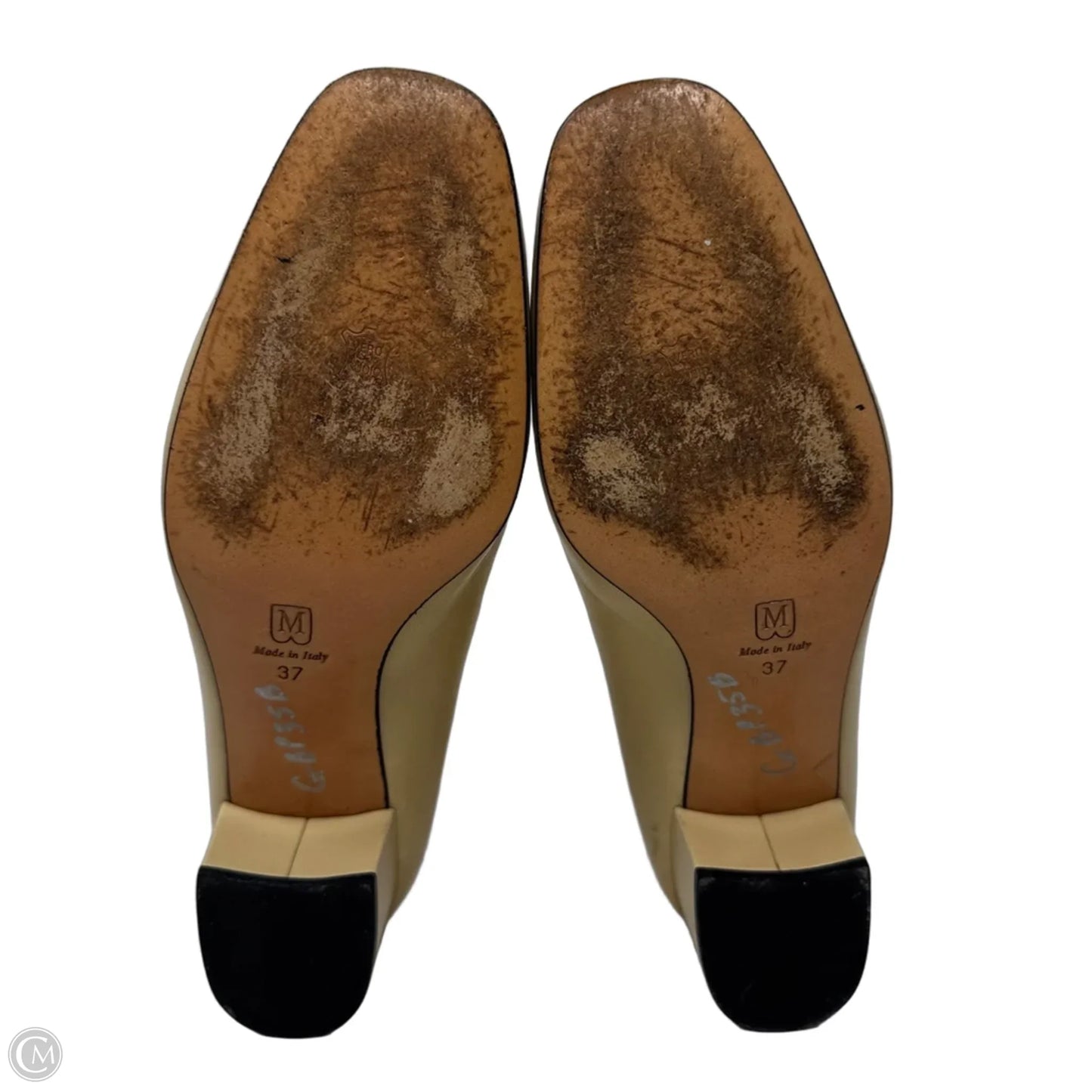 Vintage Block Heel Shoes By Bruno Magli In Tan, Size: 6.5 (37)