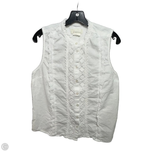 Top Sleeveless By Anthropologie In White, Size: L