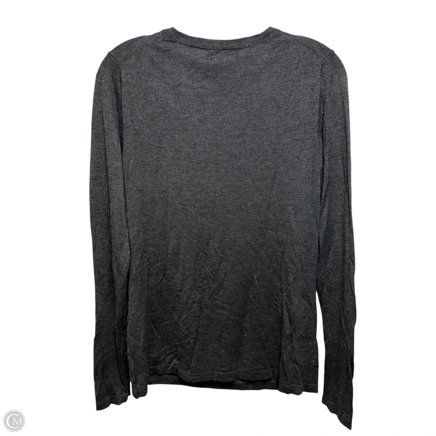 Metallic Thread V Neck Sweater By Banana Republic In Grey, Size: L