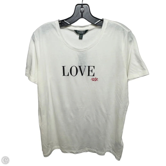 “Love” Top Short Sleeve By Lauren By Ralph Lauren In White, Size: Xl