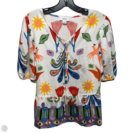 Top Short Sleeve By Cece In Multi-colored, Size: M