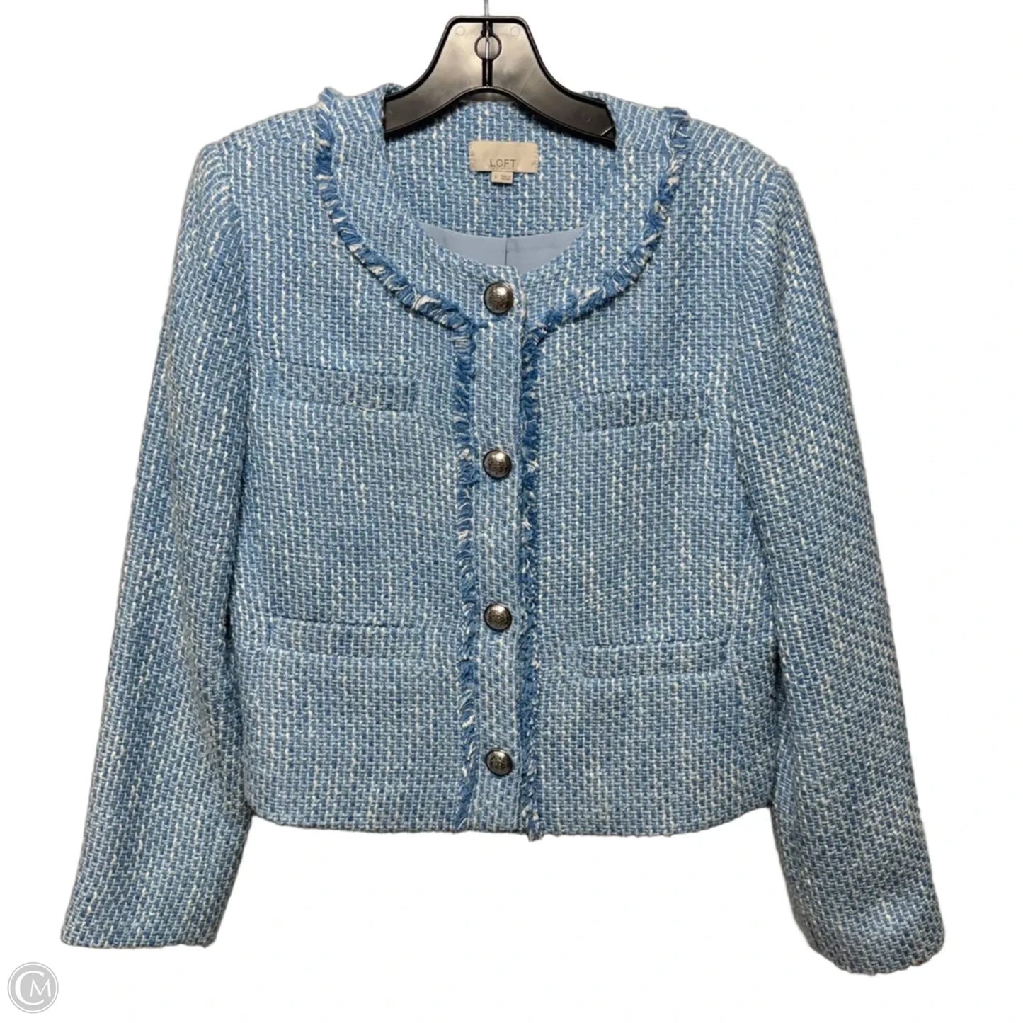 Tweed Cropped Blazer By Loft In Blue, Size: S