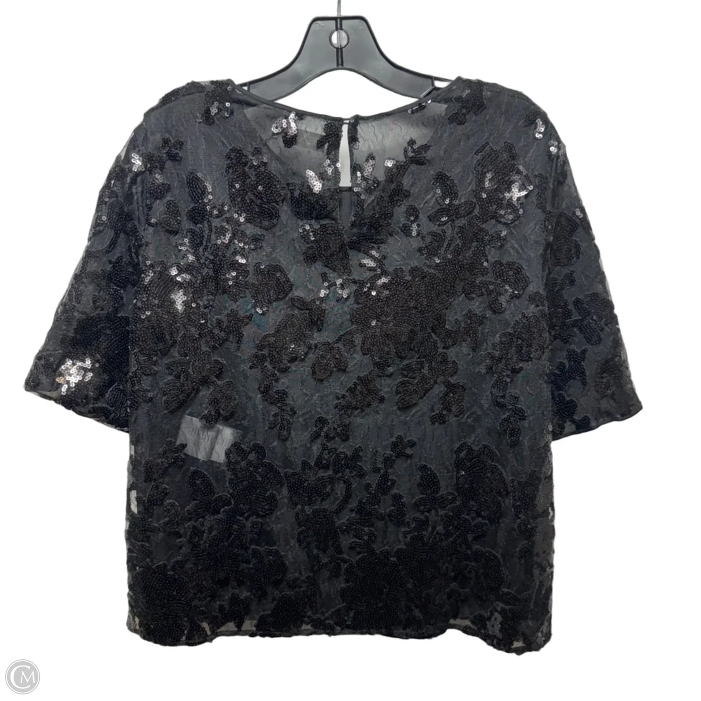Sheer Sequin Top Short Sleeve By St Emile In Black, Size: 8