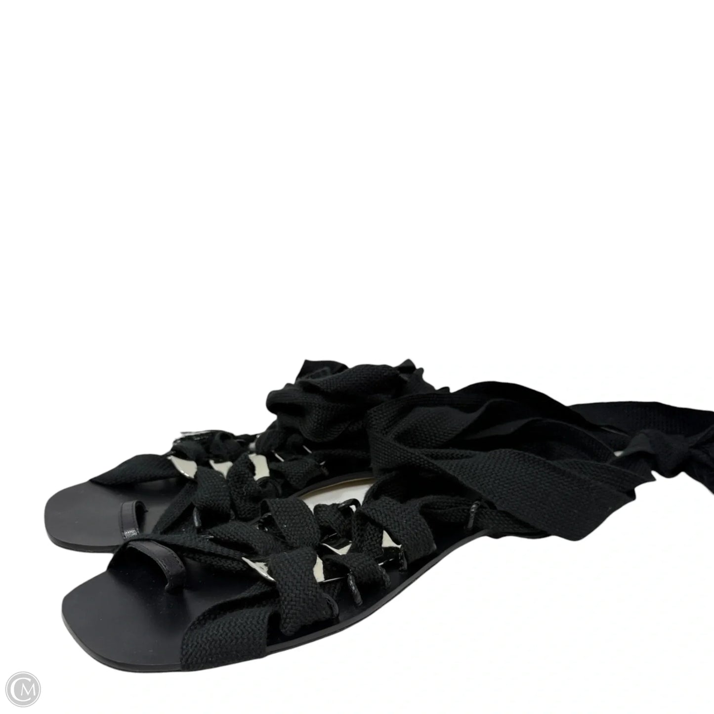 Ribbon Link Lace-up Gladiator Sandals In Black Designer By Tory Burch In Black, Size: 8.5