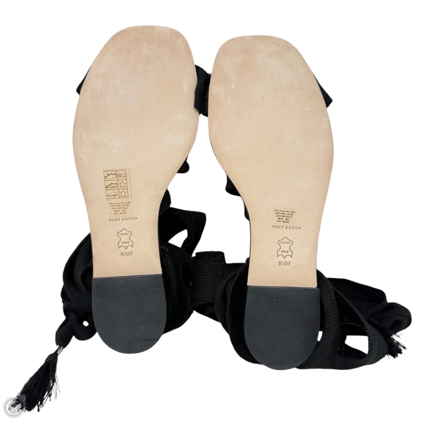 Ribbon Link Lace-up Gladiator Sandals In Black Designer By Tory Burch In Black, Size: 8.5