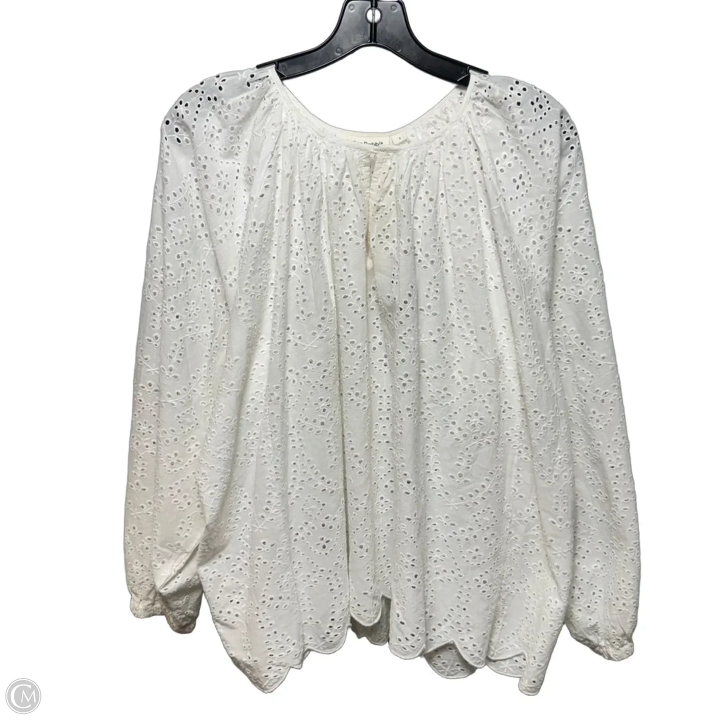 Cotton Eyelet Top Long Sleeve By Roller Rabbit In White, Size: S