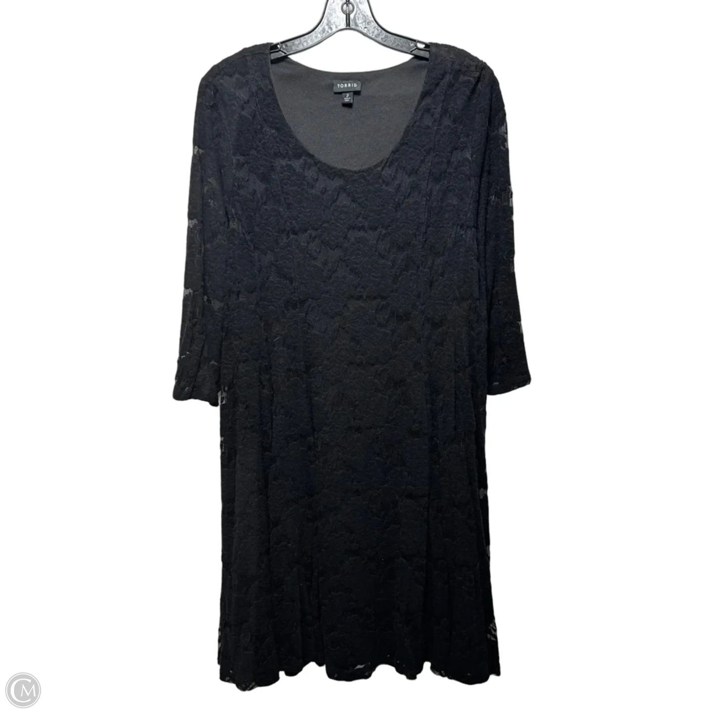 Flocked Lace Dress Casual Midi By Torrid In Black, Size: 2x