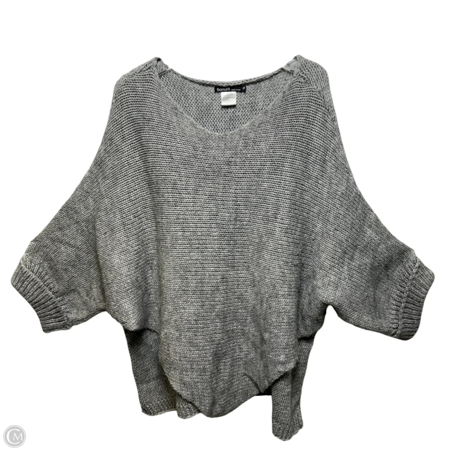 Italian Alpaca Wool Blend Sweater By Berretti In Grey, Size: S