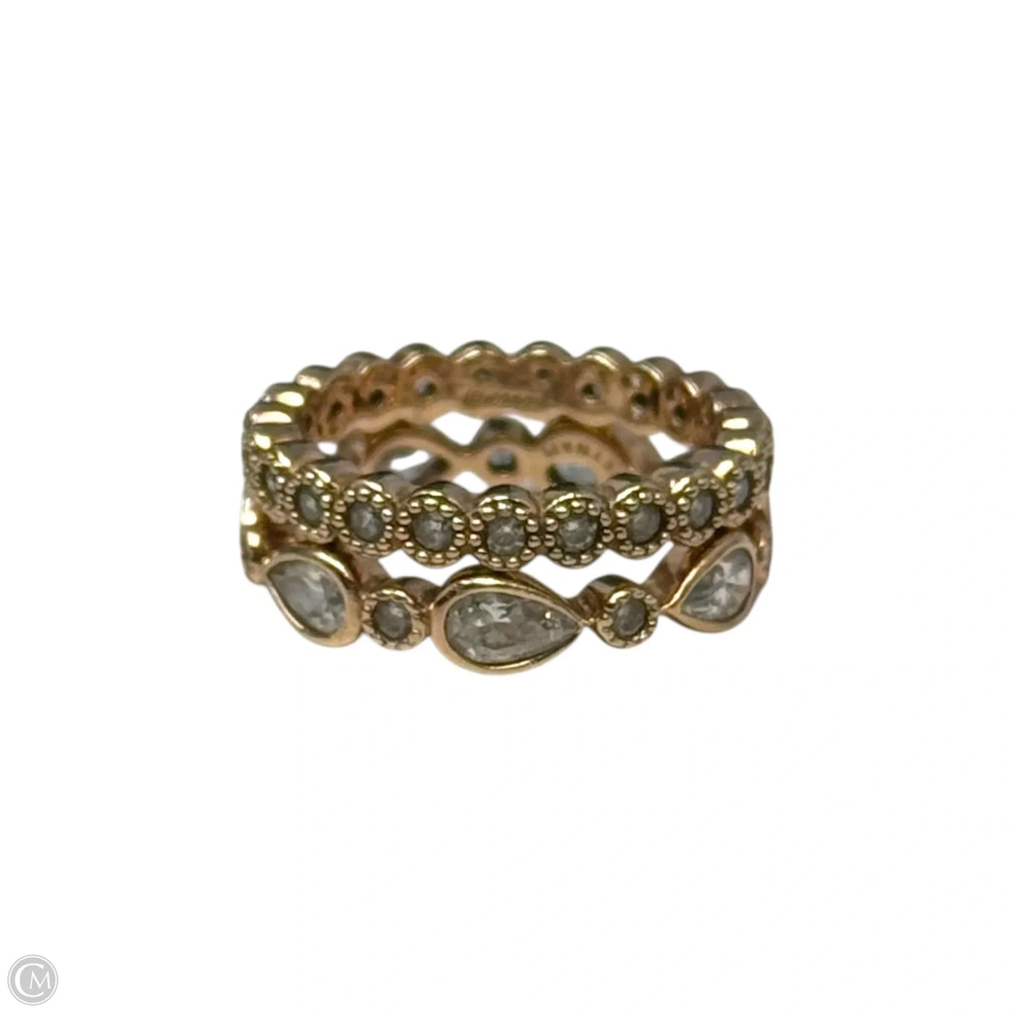 2 Piece CZ & Rose Gold Over Sterling Rings, Size: 6
