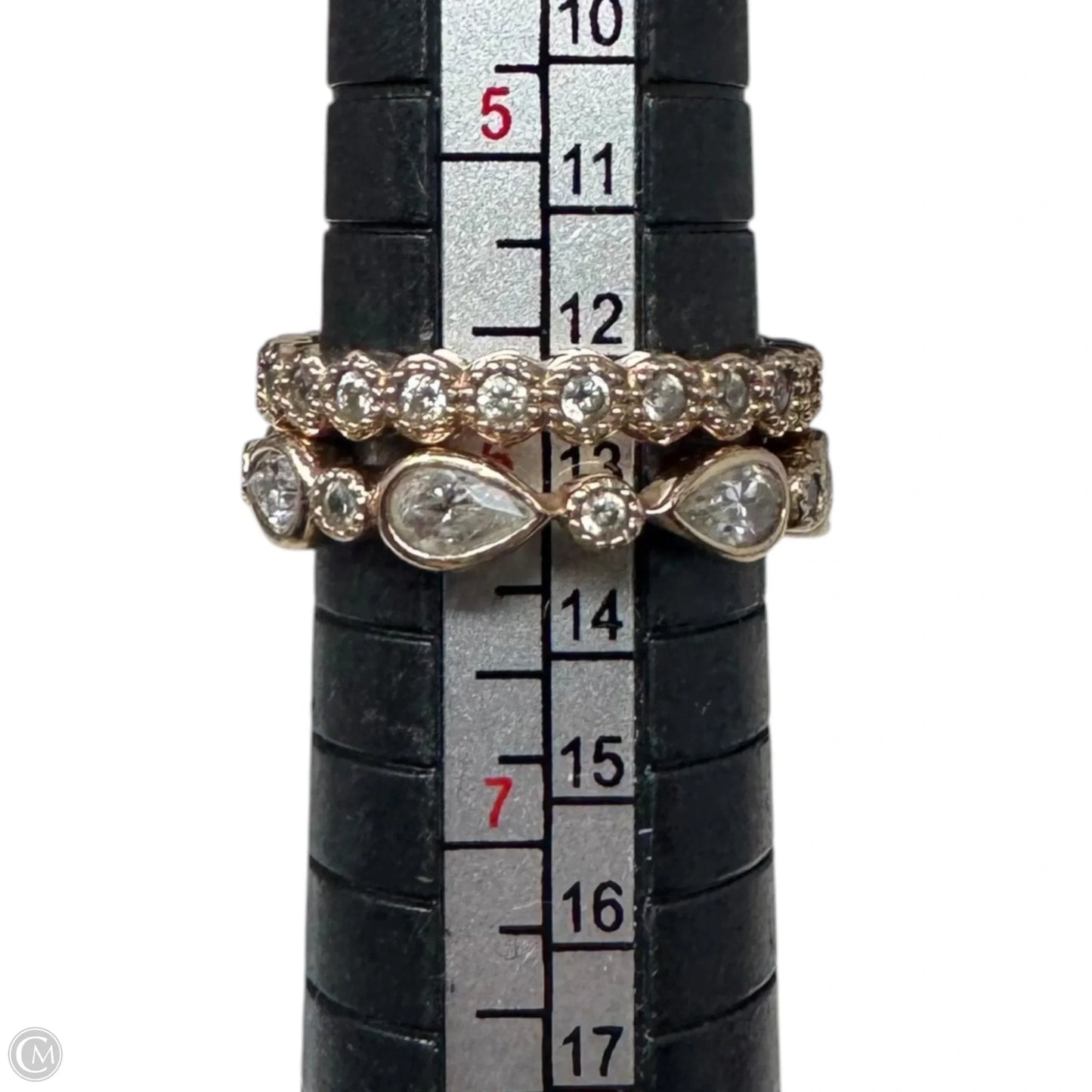 2 Piece CZ & Rose Gold Over Sterling Rings, Size: 6