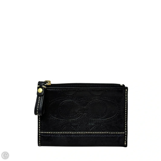 Stitched Signature Leather Coin Purse By Coach, Size: Small
