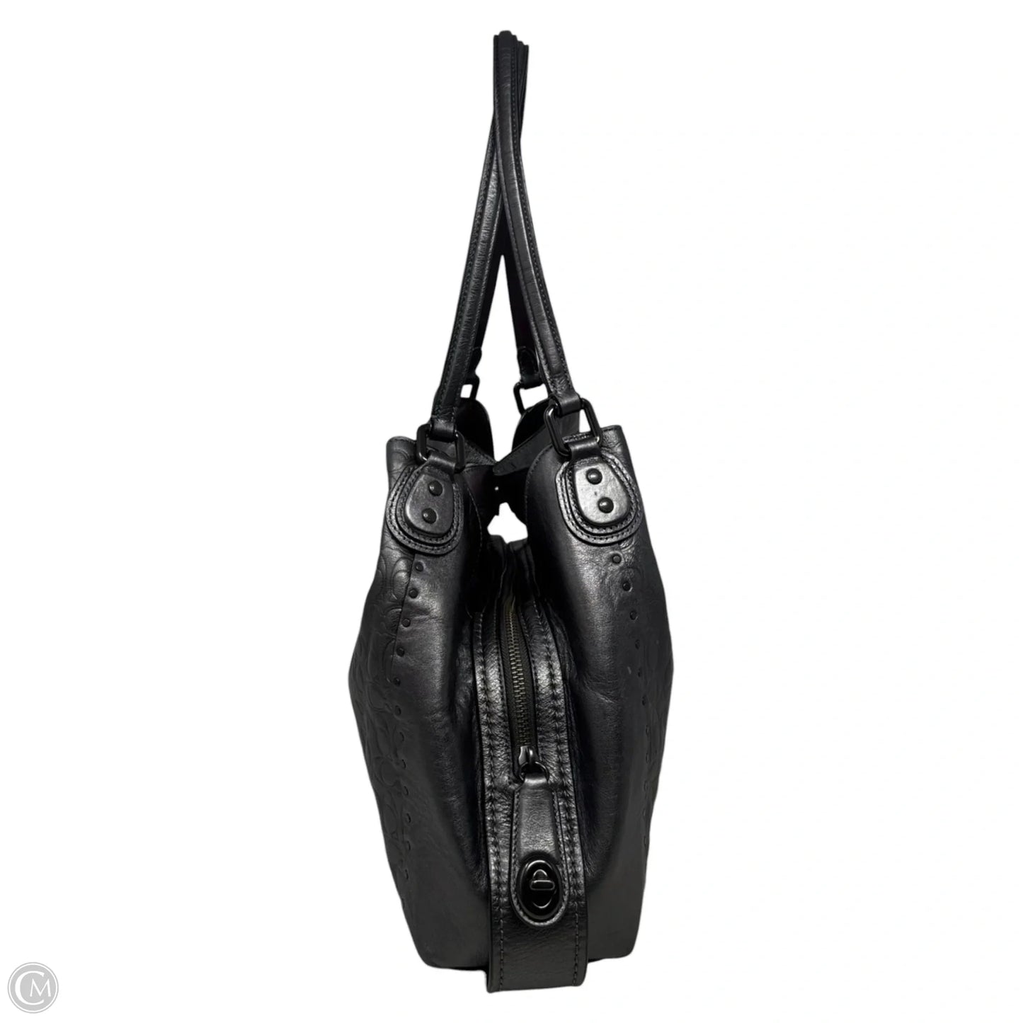 Edie Metallic Signature Embossed Leather Shoulder Bag 31 By Coach, Size: Large