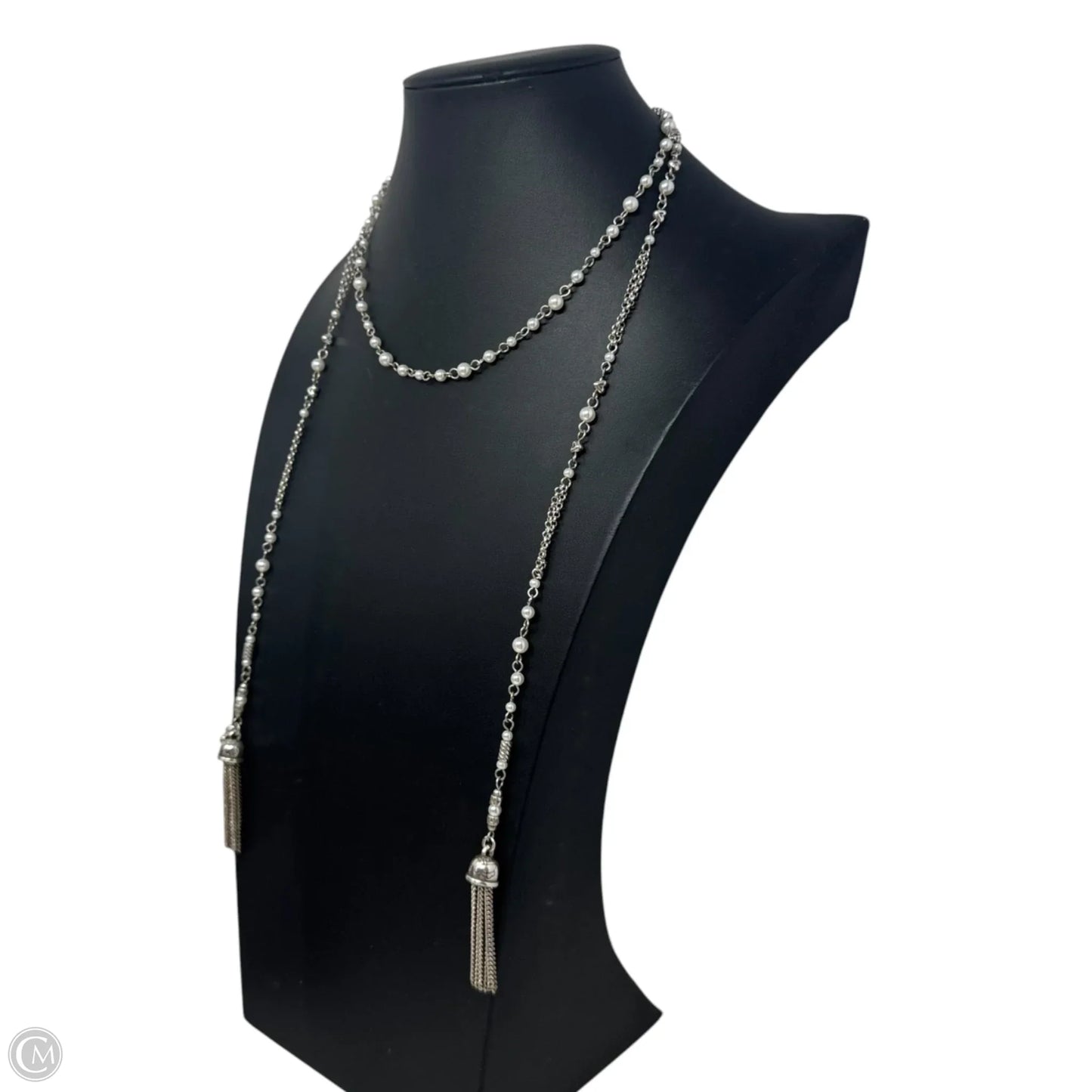 Pearl Tassel Silver Tone Wrap Necklace By Brighton
