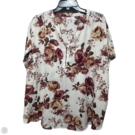 Top Short Sleeve By Maurices In Floral Print, Size: 2x