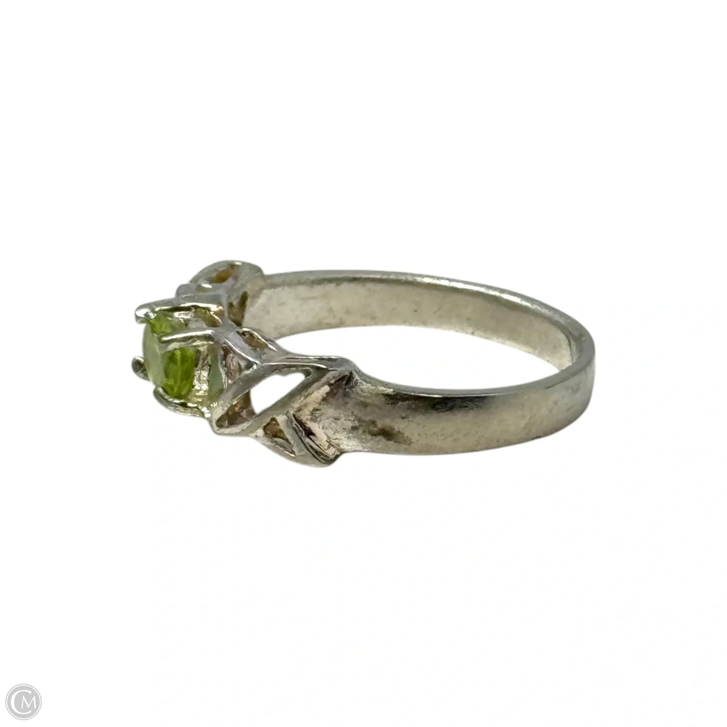 Green Stone Sterling Silver Ring, Size 6.5