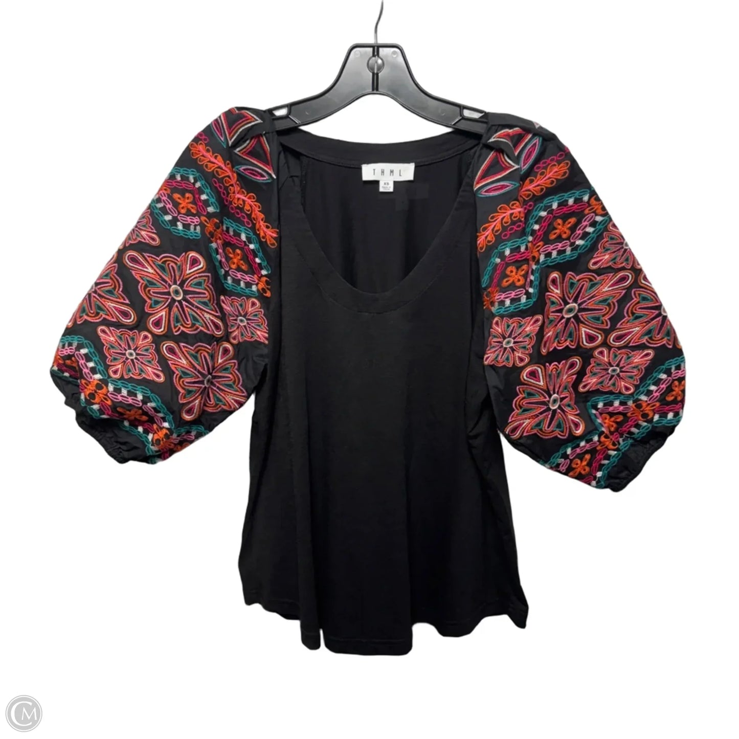 Embroidered Puff Sleeve Top By THML In Black, Size: XS