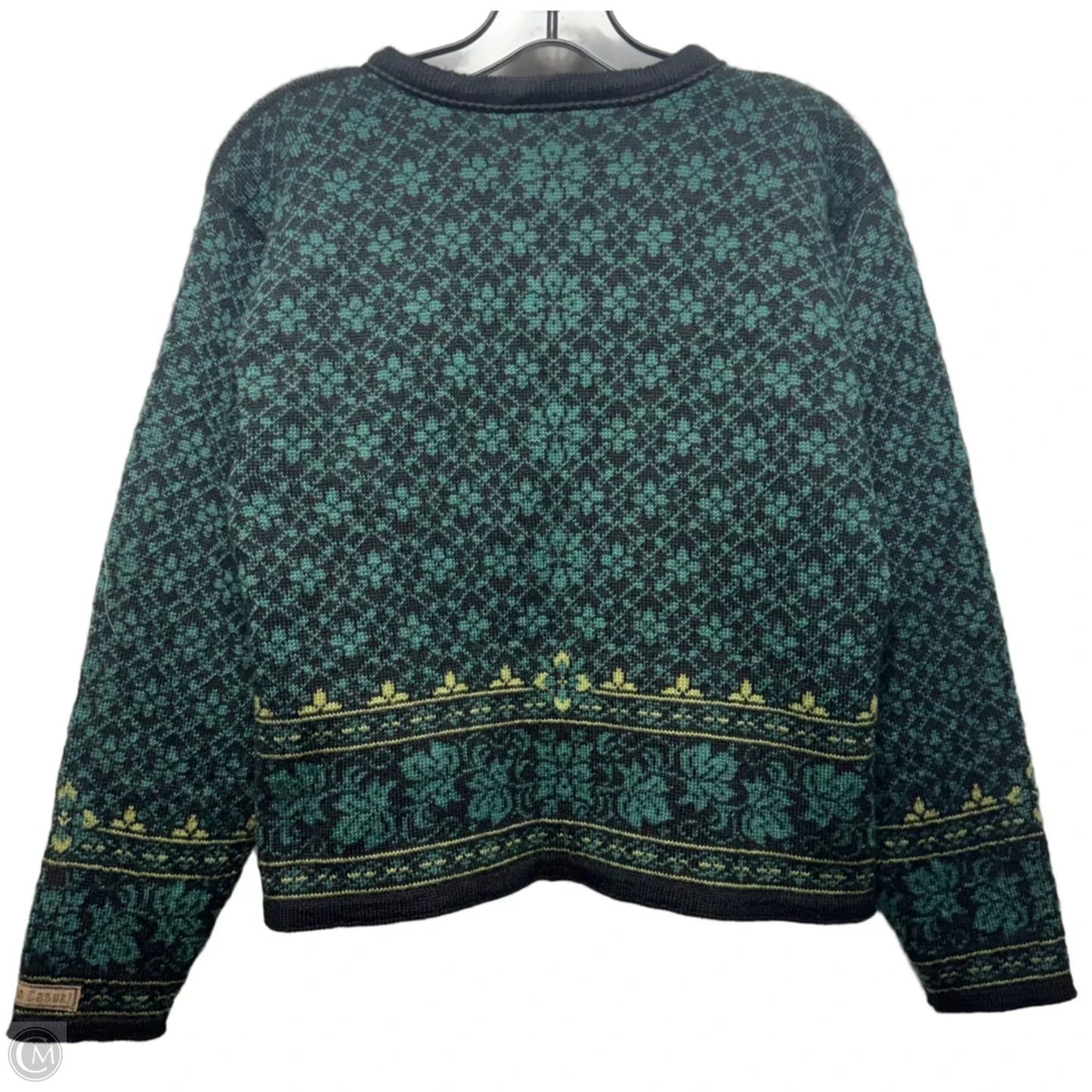 Wool Sweater Cardigan By Dale of Norway  In Green, Size: S