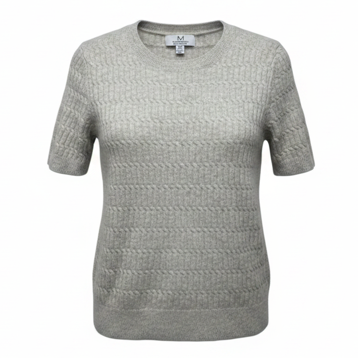 Cashmere Sweater Short Sleeve By Magaschoni In Grey, Size: M