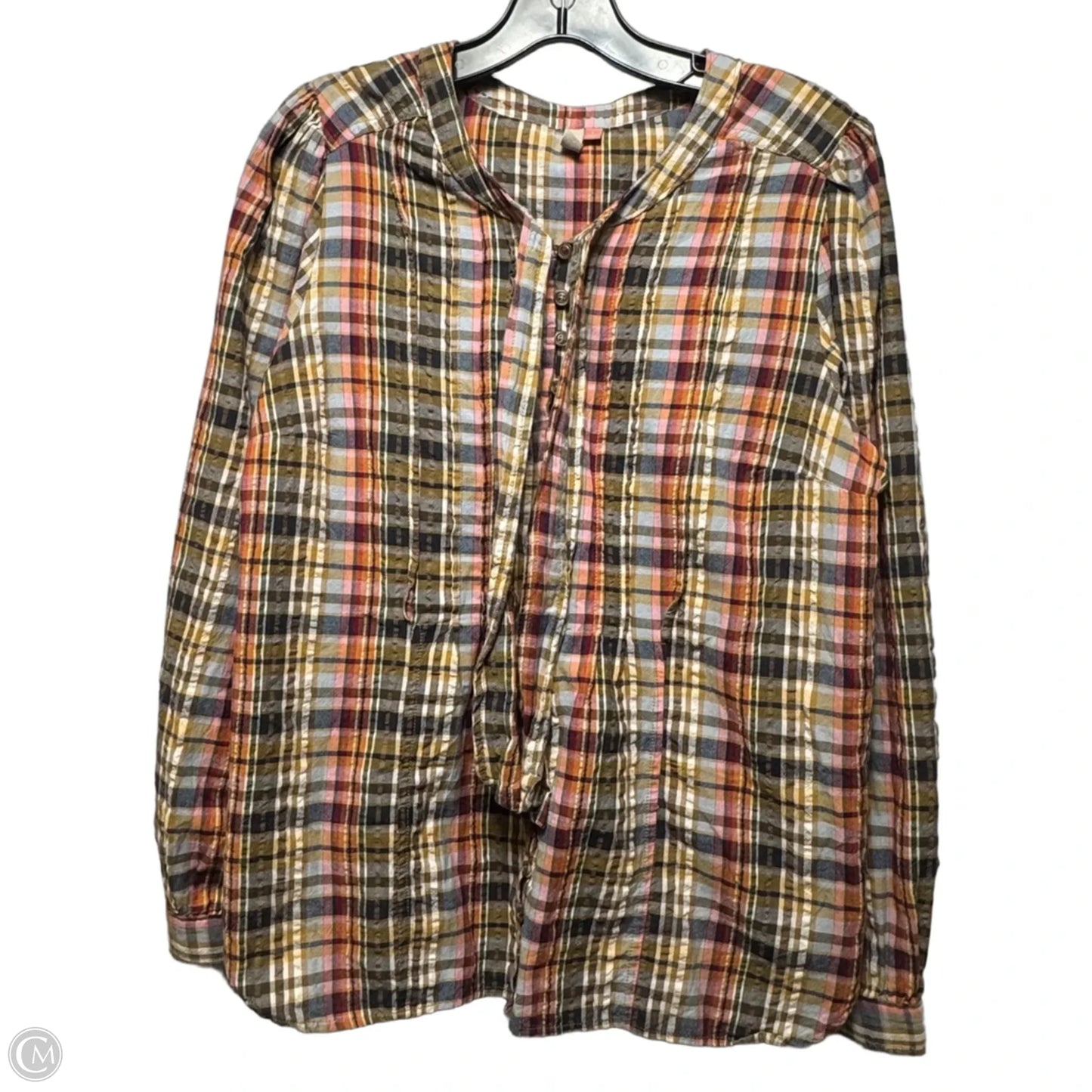 Top Long Sleeve By Pilcro In Plaid Pattern, Size: L