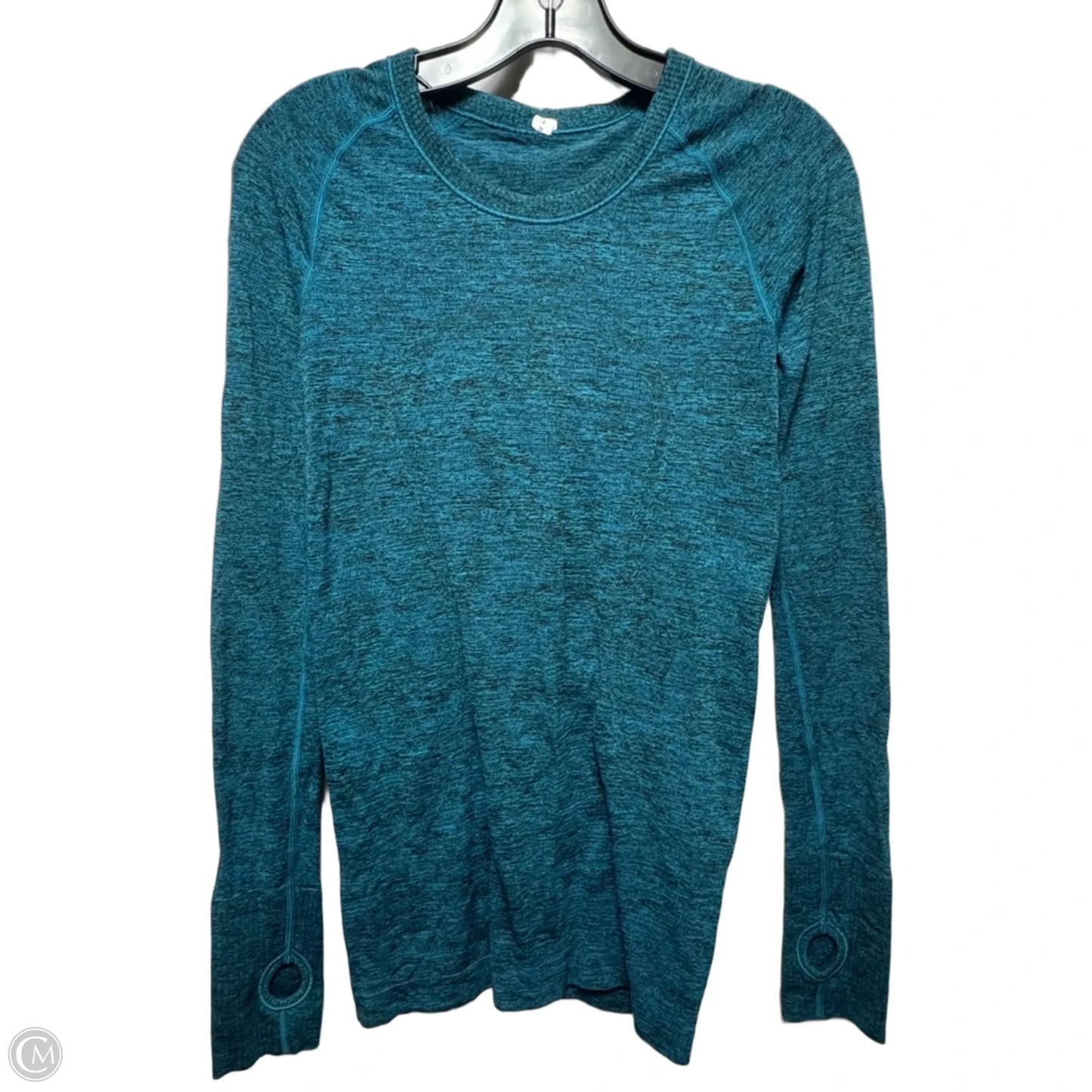 Athletic Top Long Sleeve Collar By Lululemon In Aqua, Size: 6