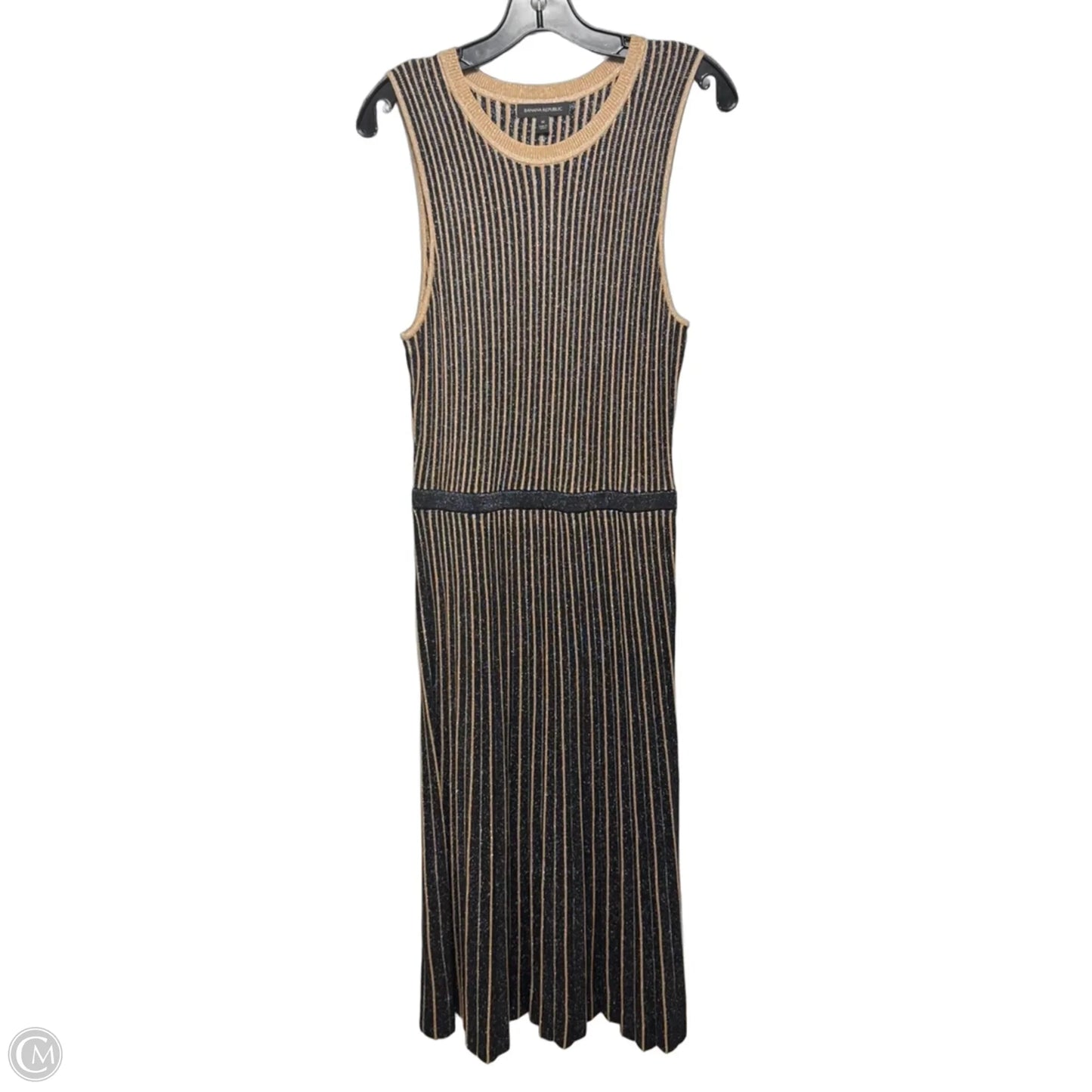 Metallic Knit Dress Casual Maxi By Banana Republic In Black & Gold, Size: Mp
