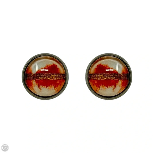Orange & Gold Round Stud Earrings