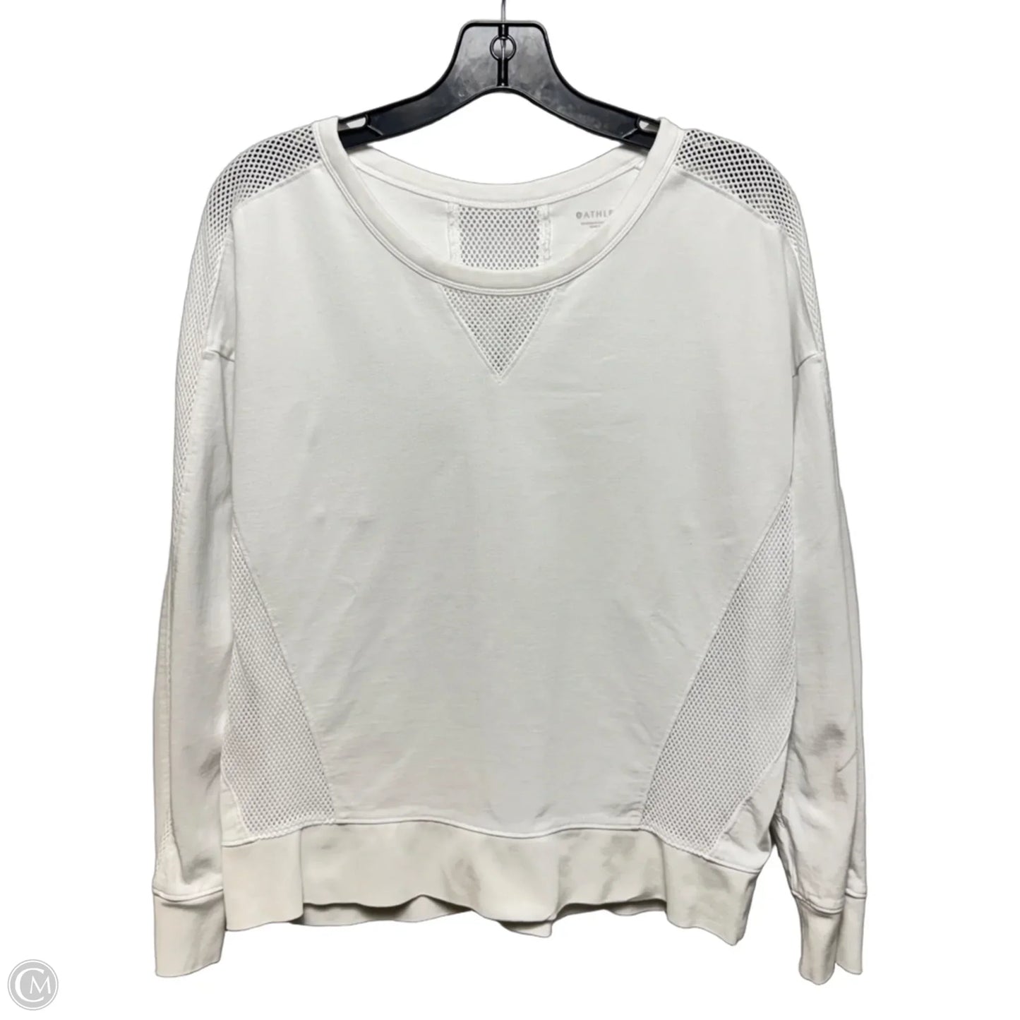 Mesh Trim Athletic Top Long Sleeve By Athleta In White, Size: L