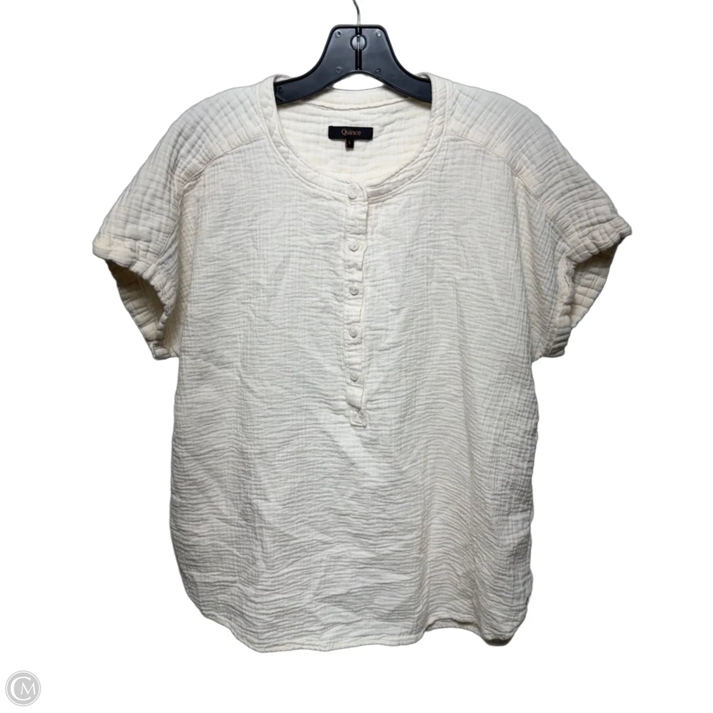 Organic Cotton Top Short Sleeve By Quince In Cream, Size: L