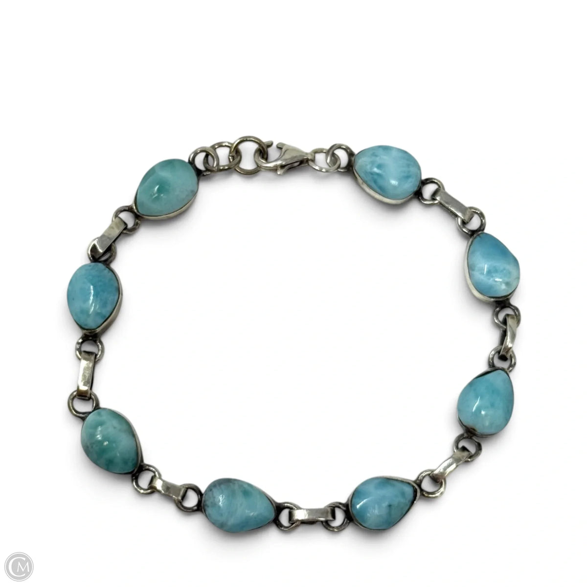 Sterling Silver & Teardrop Larimar Bracelet