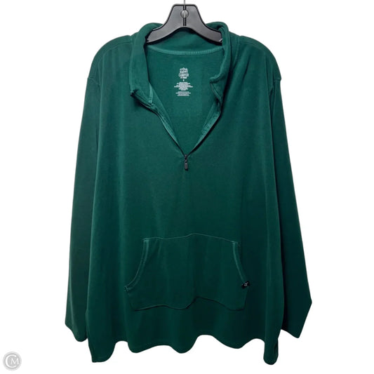 Fleece Half Zip Athletic Sweatshirt Crewneck By Happy Camper by Torrid In Green, Size: 4x