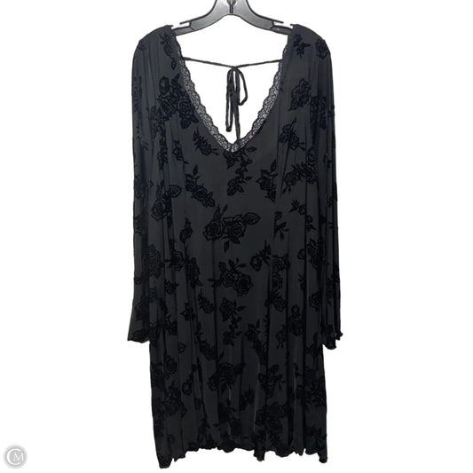 Rose Velvet Burnout Low Back Dress Casual Short By Lovesick by Torrid In Black, Size: 4x