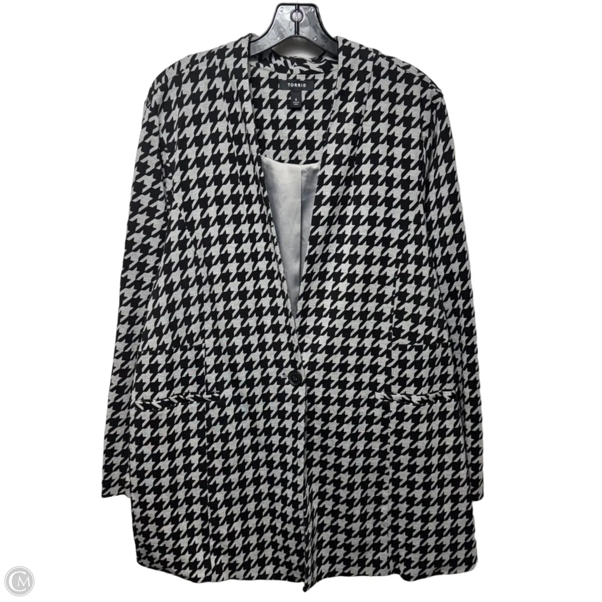 Houndstooth Blazer By Torrid In Black & Grey, Size: 4x