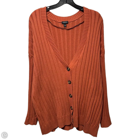 Ribbed Sweater Cardigan By Torrid In Copper, Size: 3x