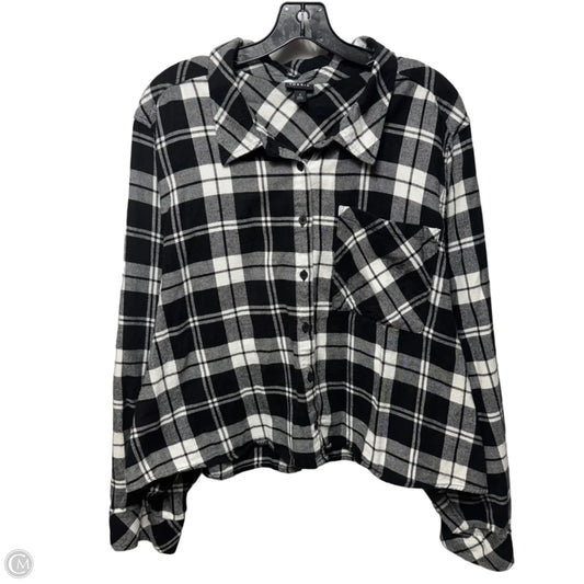 Cropped Flannel Top Long Sleeve By Torrid In Plaid Pattern, Size: 4x