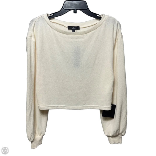 Knit Cropped Top Long Sleeve By Lulus In Cream, Size: Xs