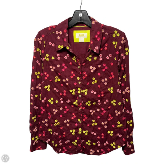 Top Long Sleeve By Maeve In Floral Embroidery, Size: S