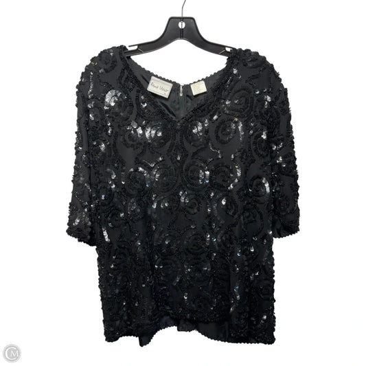 Beaded Silk Top Short Sleeve By Frank Usher In Black, Size: Xl