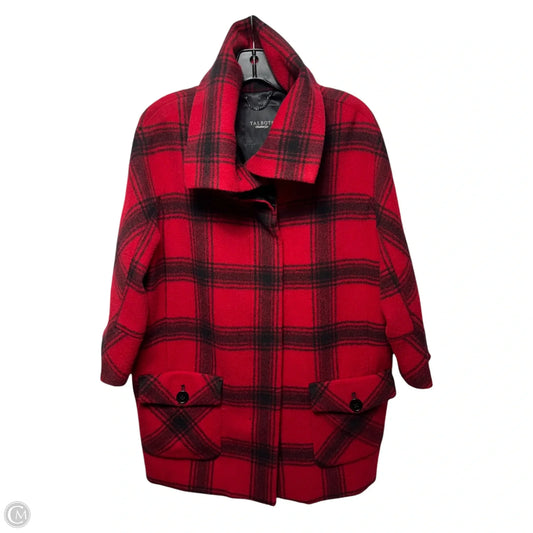 Coat Wool Blend By Talbots In Plaid Pattern, Size: L