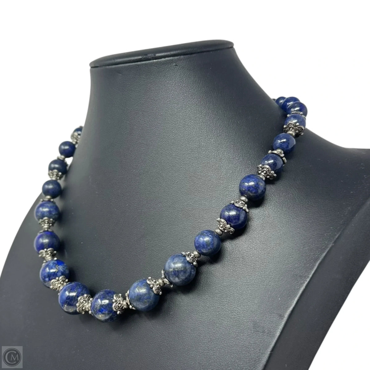 Blue Stone Graduated Beaded Necklace Statement