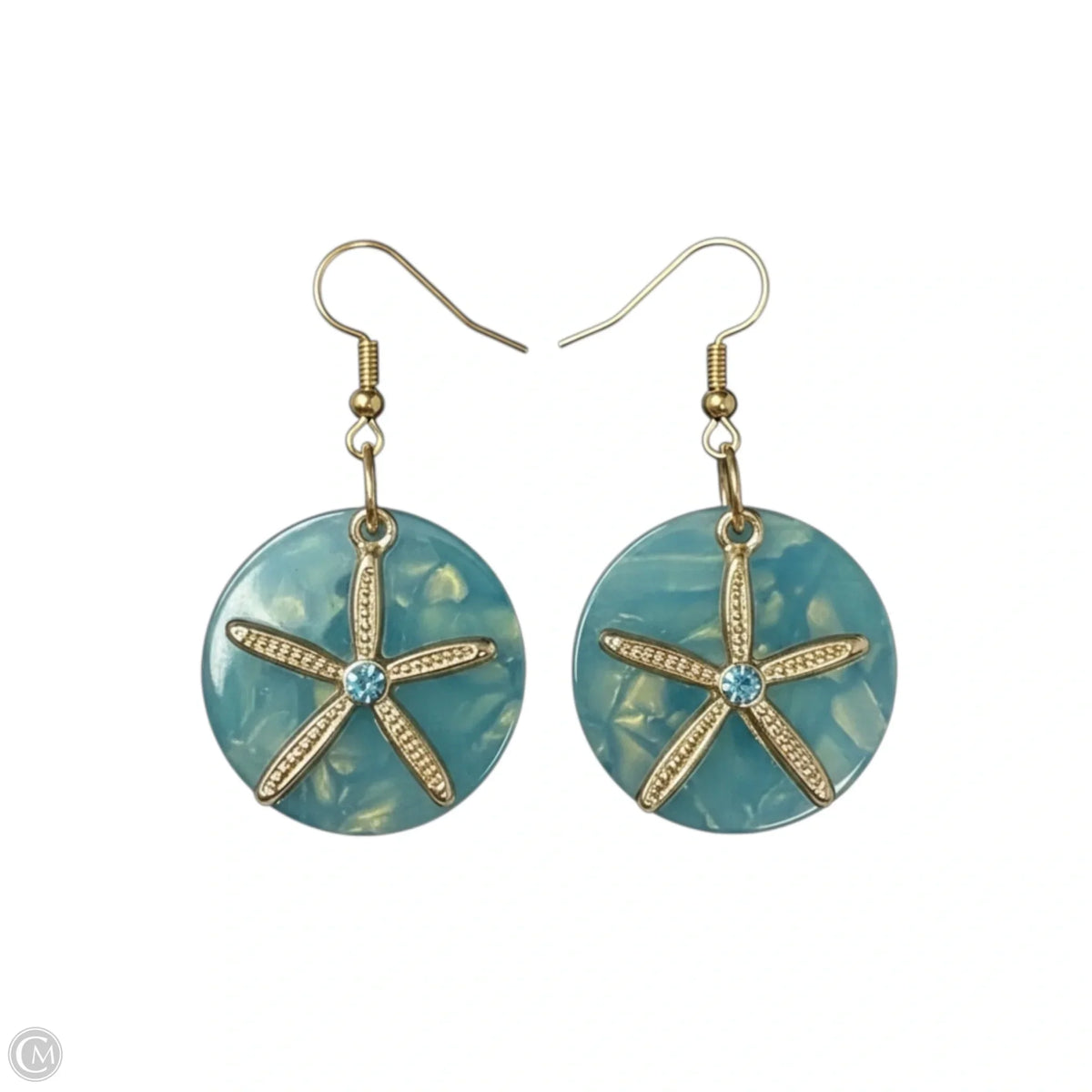 Resin Circle with Starfish Charm Earrings