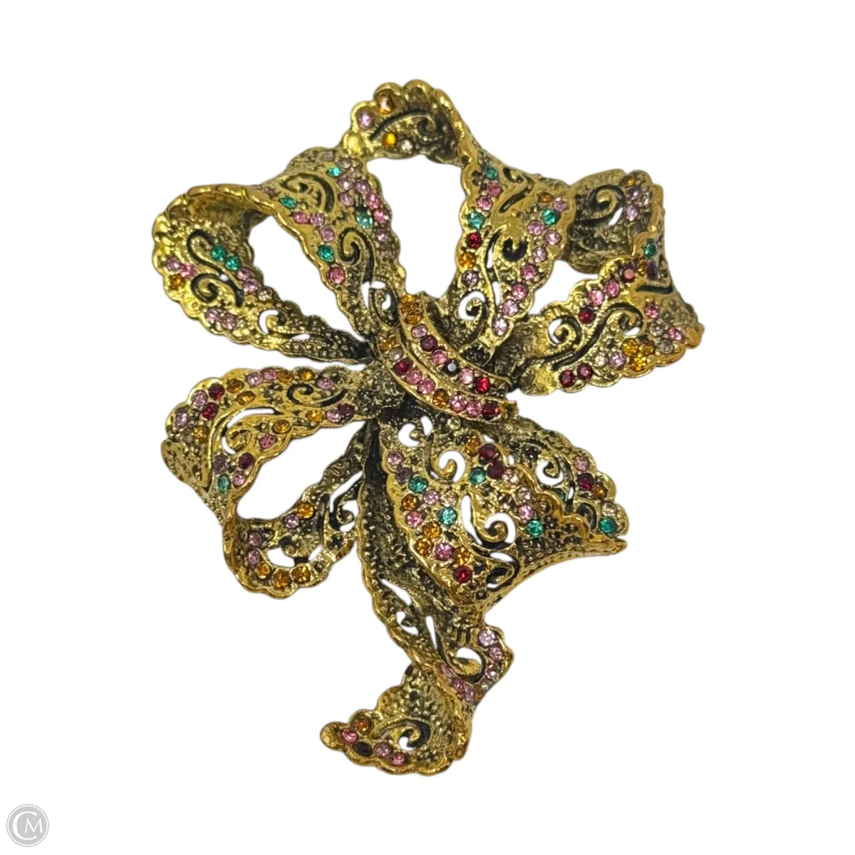 Ornate Multicolor Large Bow Pin