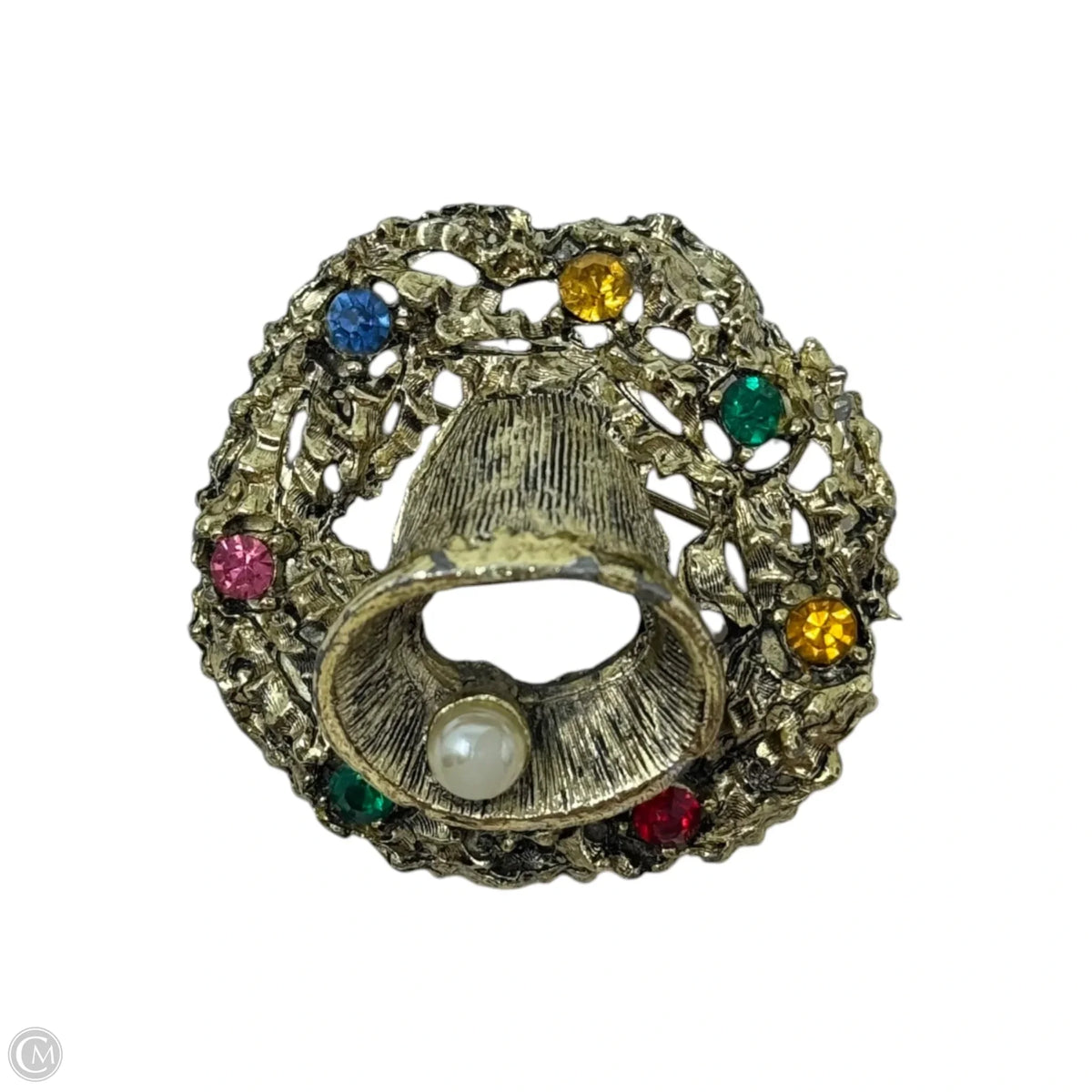 Multicolor Wreath & Bell Pin